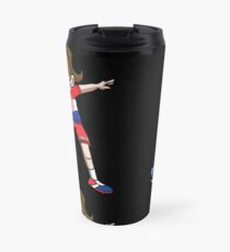 Croatia Dabbing Soccer Girl With Soccer Ball And National Team Flag Football Fan Design Travel Mug