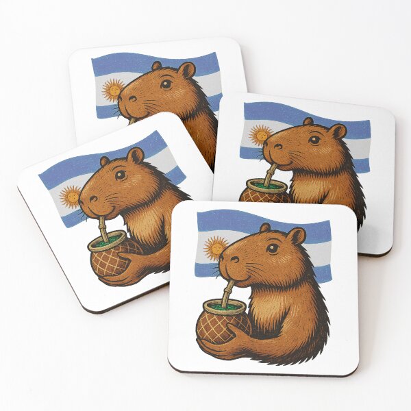 Item preview, Funny Capybara Drinking Mate with Argentina Flag Illustration designed and sold by flamini.
