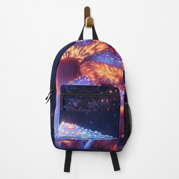 Item preview, Magical neon mushrooms in the forest under the starry sky designed and sold by Man-Made-Art.