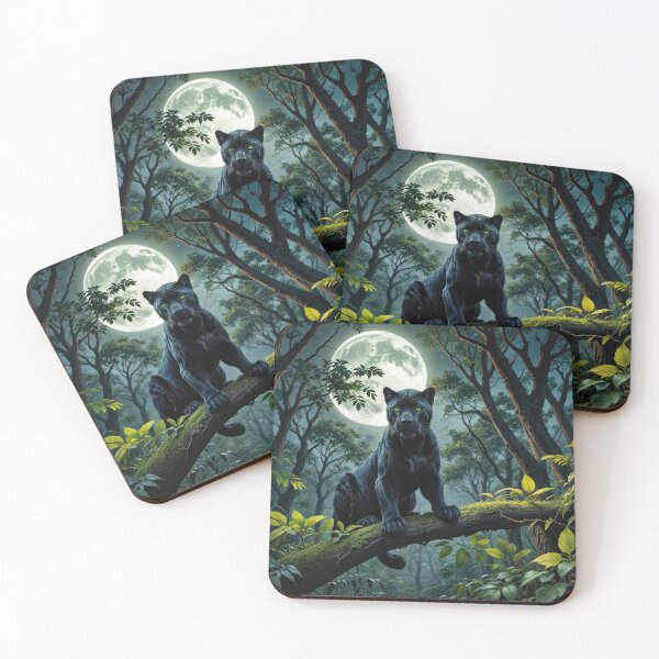 Item preview, Black Panther On Tree Branch In Moonlight designed and sold by Maria Dryfhout.