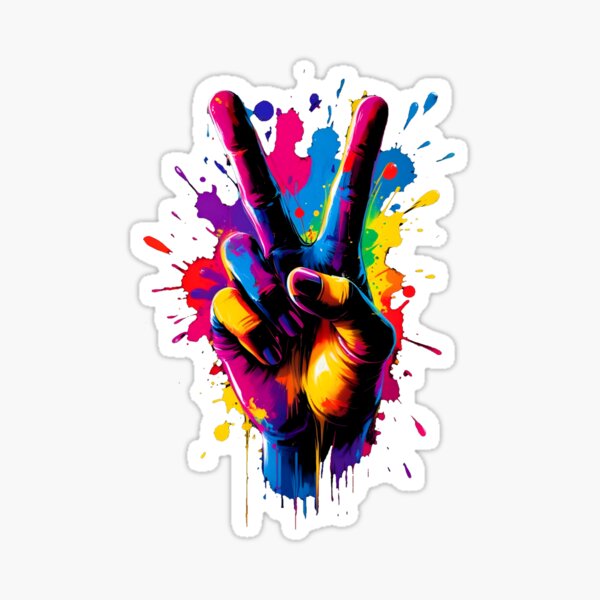 Item preview, Neon Splash Peace Hand – Vibrant Victory Sign designed and sold by QuirkySpark.