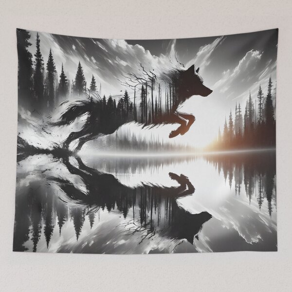Item preview, Running Wolf Reflection, Ai Generated Art  designed and sold by ACC .