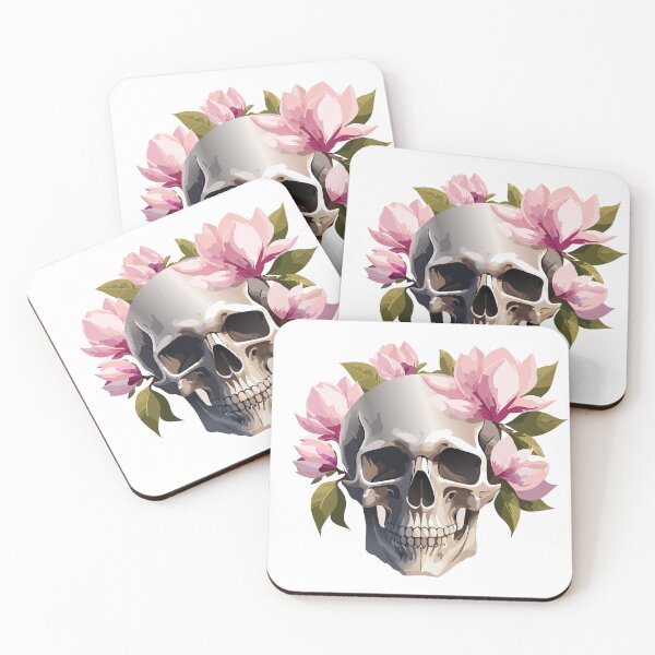 Item preview, Ethereal Skull with Blooming Magnolias designed and sold by Wanderly Ways.
