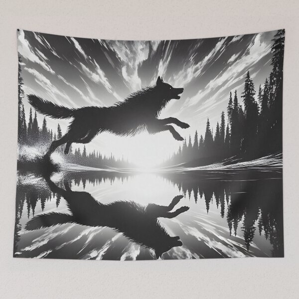 Item preview, Running Wolf Reflection, Ai Generated Art  designed and sold by ACC .