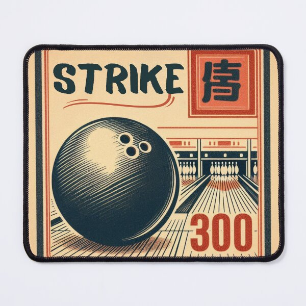Item preview, Strike Bowling Retro Postage Stamp Japanese Vintage Sports Aesthetic Design designed and sold by No1RetroStamps.