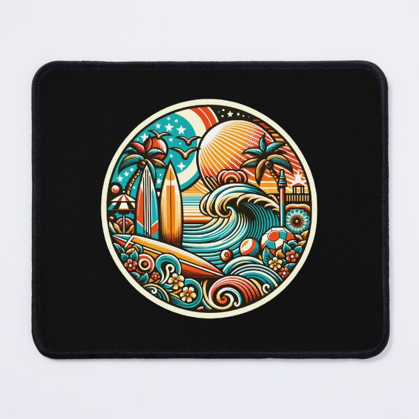 Item preview, Retro Summer Beach Surf Waves Cosmic Gift designed and sold by Guarddogdrive.