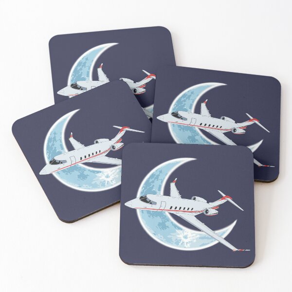 Item preview, Bombardier Challenger 350 Jet Crescent Moon Night Flight Design designed and sold by skye-studio.