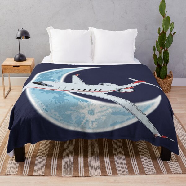 Item preview, Bombardier Challenger 350 Jet Crescent Moon Night Flight Design designed and sold by skye-studio.