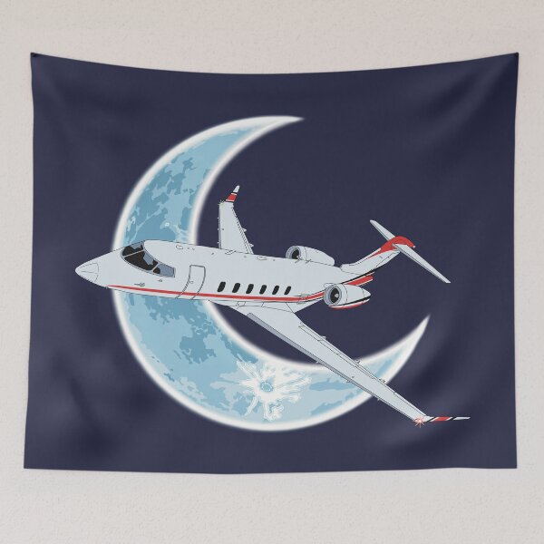 Item preview, Bombardier Challenger 350 Jet Crescent Moon Night Flight Design designed and sold by skye-studio.