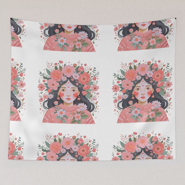 Item preview, Girl with flowers designed and sold by Coolparrotgirl.