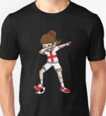 England Dabbing Soccer Girl With Soccer Ball And National Team Flag Football Fan Design Unisex T-Shirt
