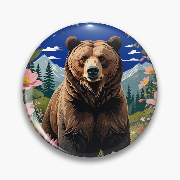 Item preview, A Brown Bear With Meadow Flora And Mountains designed and sold by taiche.