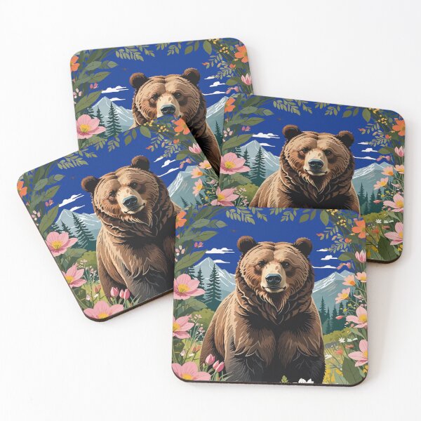 Item preview, A Brown Bear With Meadow Flora And Mountains designed and sold by taiche.