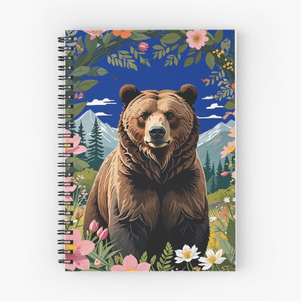 Item preview, A Brown Bear With Meadow Flora And Mountains designed and sold by taiche.