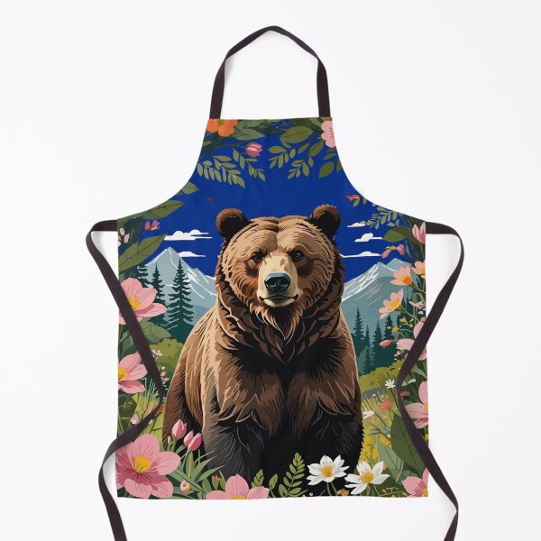 Item preview, A Brown Bear With Meadow Flora And Mountains designed and sold by taiche.