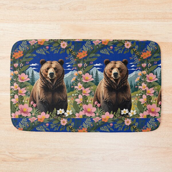 Item preview, A Brown Bear With Meadow Flora And Mountains designed and sold by taiche.
