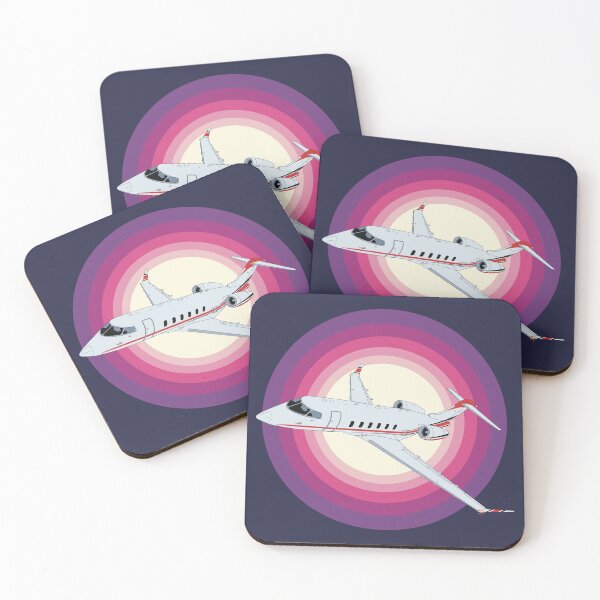 Item preview, Bombardier Challenger 350 Jet Sunset Retro Aviation Design  designed and sold by skye-studio.