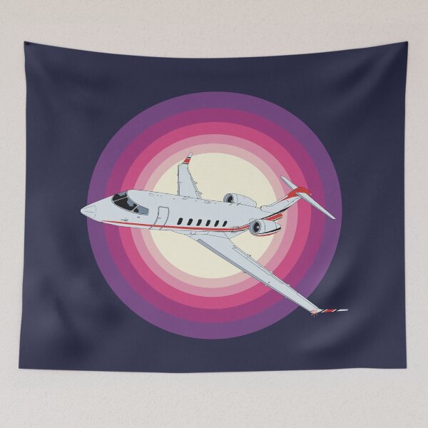 Item preview, Bombardier Challenger 350 Jet Sunset Retro Aviation Design  designed and sold by skye-studio.