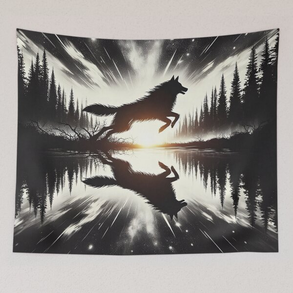 Item preview, Running Wolf Reflection, Ai Generated Art  designed and sold by ACC .