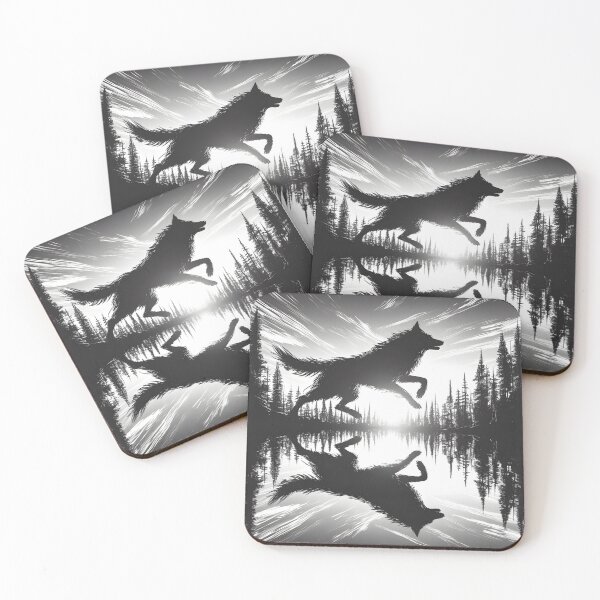 Item preview, Running Wolf Reflection, Ai Generated Art  designed and sold by ACC .