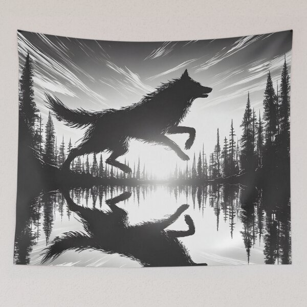 Item preview, Running Wolf Reflection, Ai Generated Art  designed and sold by ACC .