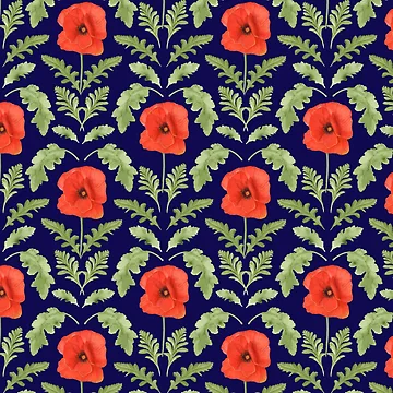 Artwork thumbnail, Red Poppy on Navy by Rachel Fritz Watson