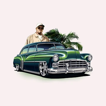 Artwork thumbnail, Low Rider Classic Car with Rapper  by JoeVee-Int