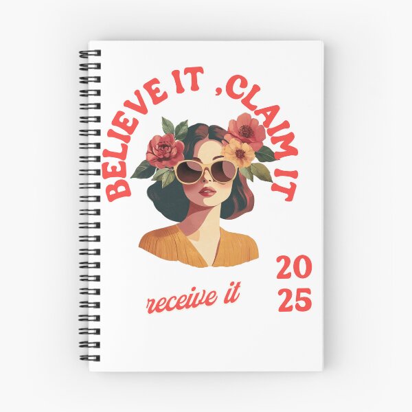Item preview, "Retro Woman with Flowers and the Phrase 'Believe It, Claim It, Receive It' – Female Empowerment Design" designed and sold by JenniferCreaArte .
