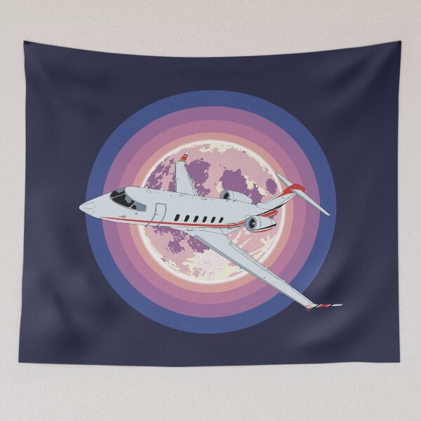 Item preview, Bombardier Challenger 350 Jet Night Flight Aviation Design   designed and sold by skye-studio.