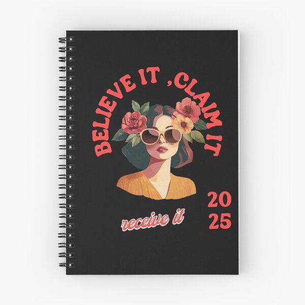 Item preview, "Retro Woman with Flowers and the Phrase 'Believe It, Claim It, Receive It' – Female Empowerment Design" designed and sold by JenniferCreaArte .