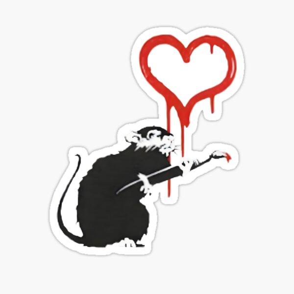 Artikel-Vorschau von Banksy Ratte mit Herz - Ausdrucksstarkes Graffiti Tee, designt und verkauft von GL!TCH LAB.