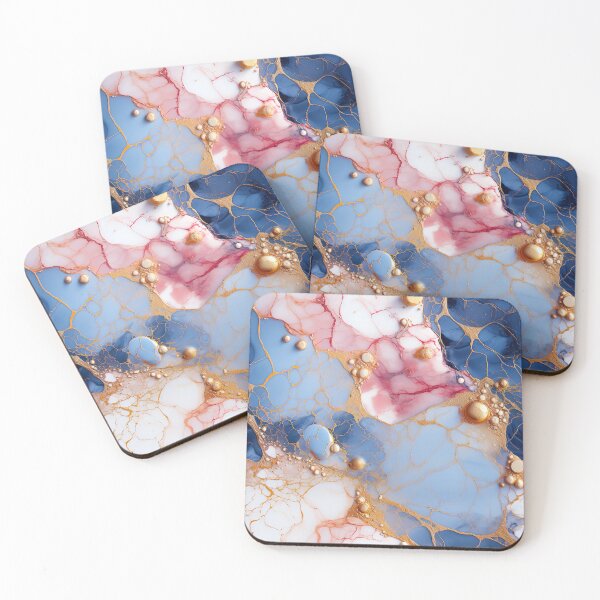 Item preview, Gold blue abstract marble design #8 designed and sold by Jirka Svetlik, Studio Illuvision.