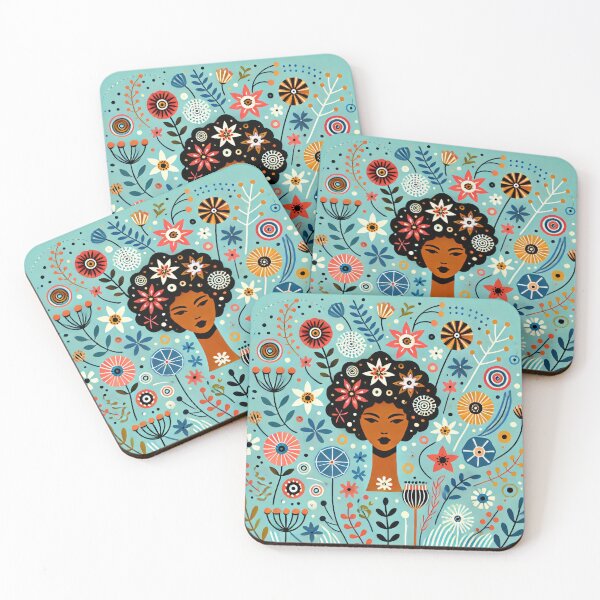 Item preview, Scandinavian Folk Art Portrait – Whimsical Floral Goddess by heidiannemorris designed and sold by FOLK ART FUSION by heidiannemorris.