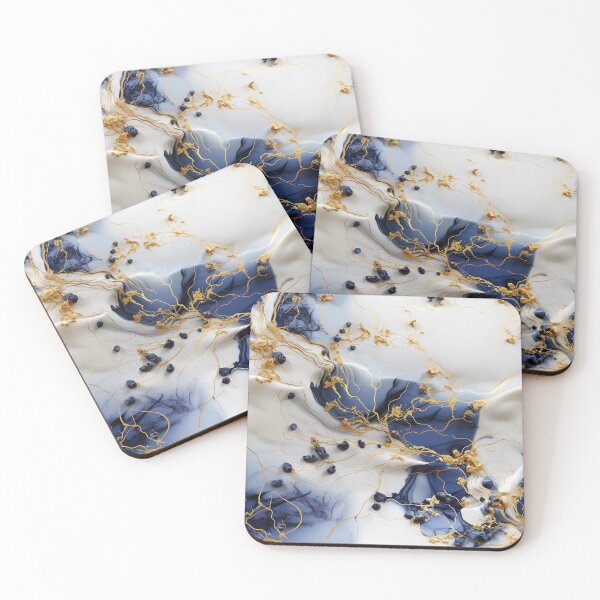 Item preview, Blue gold abstract marble design #7 designed and sold by Jirka Svetlik, Studio Illuvision.