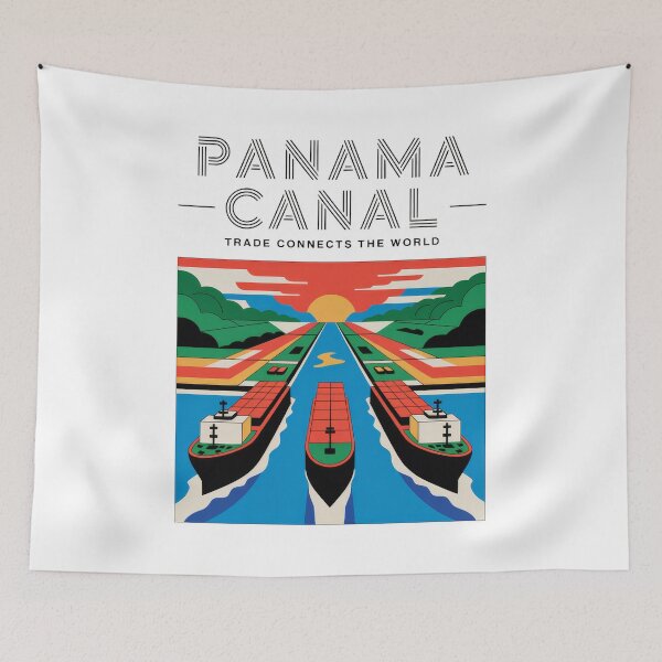 Item preview, Panama Canal T-Shirt – Retro Vintage Cargo Ships & Sunset | Trade Connects the World designed and sold by pod24.