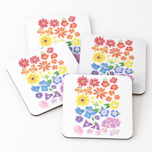 Item preview, Rainbow Ombre Watercolor Flowers designed and sold by Elizabeth Weglein.