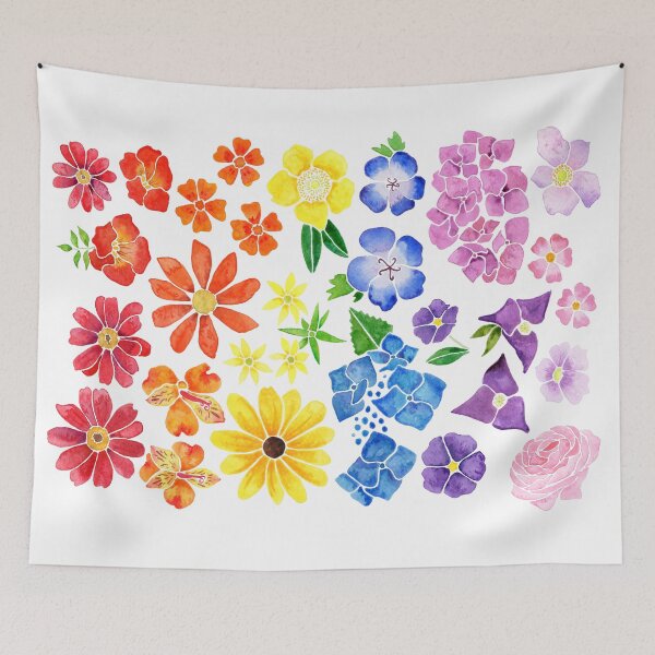 Item preview, Rainbow Ombre Watercolor Flowers designed and sold by Elizabeth Weglein.