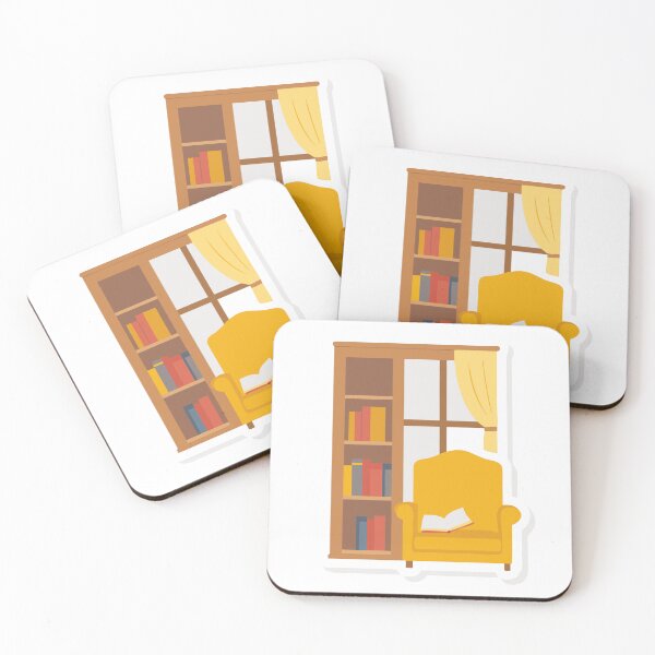 Item preview, Yellow Armchair with Open Book in Front of Wooden Bookshelf designed and sold by Creative88Art.