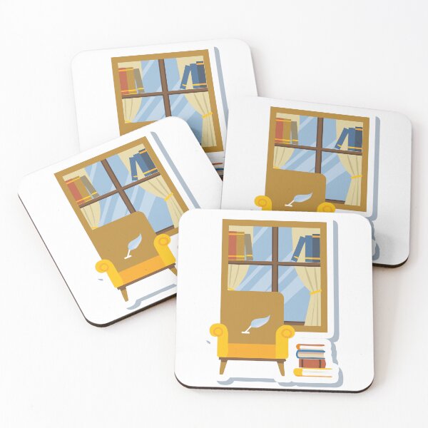 Item preview, Yellow Armchair with Feather Design in Front of Window with Blue Sky designed and sold by Creative88Art.