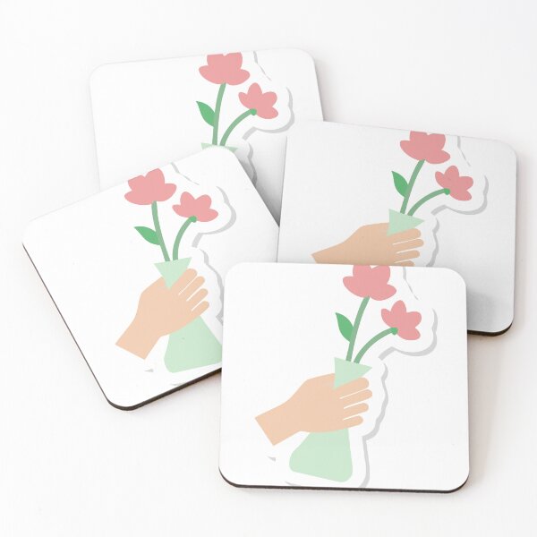 Item preview, Minimalistic Illustration of Hand Holding Vase with Pink Flowers designed and sold by Creative88Art.