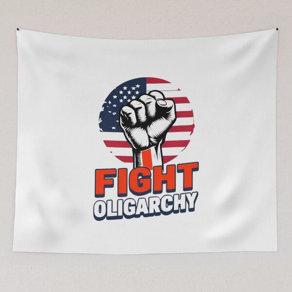 Item preview, Stylized Clenched Fist Against American Flag – Stand Against Oligarchy & Fight for Justice designed and sold by Colorful-Garden.