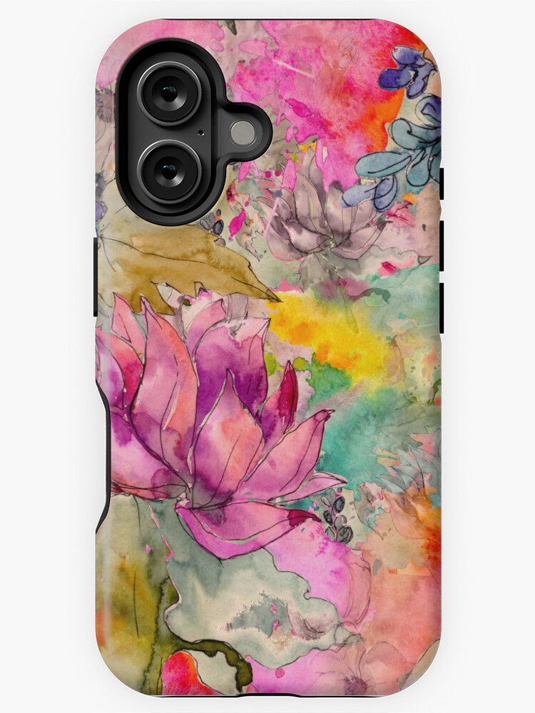 Aperçu 1 sur 4. Coque iPhone avec l'œuvre Jardin floral aquarelle créée et vendue par jirkas.