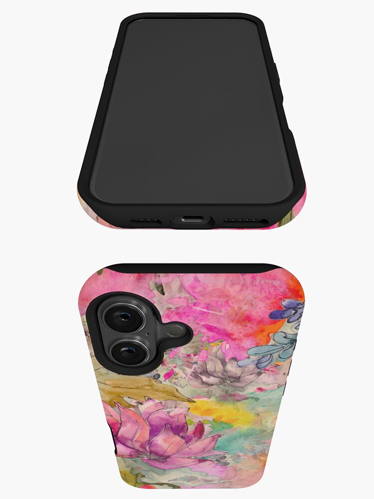 Aperçu 3 sur 4. Coque iPhone avec l'œuvre Jardin floral aquarelle créée et vendue par jirkas.