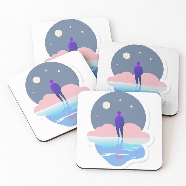 Item preview, Abstract Silhouette of a Person on Reflective Surface Under Night Sky designed and sold by Creative88Art.