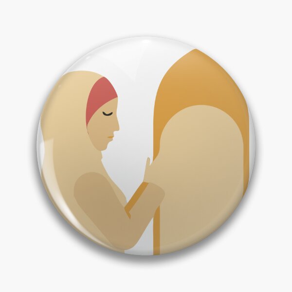 Item preview, Minimalist Illustration of a Woman in Prayer Facing a Golden Mihrab designed and sold by Creative88Art.