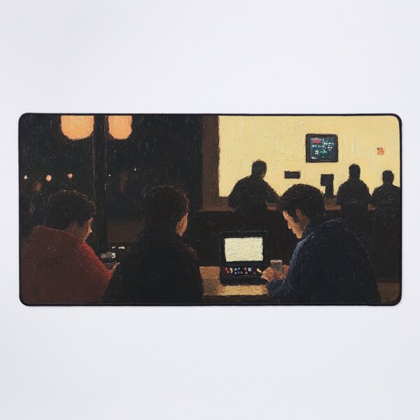 Item preview, Gaming cafe | Post-impressionist painting style designed and sold by ComicsFactory.
