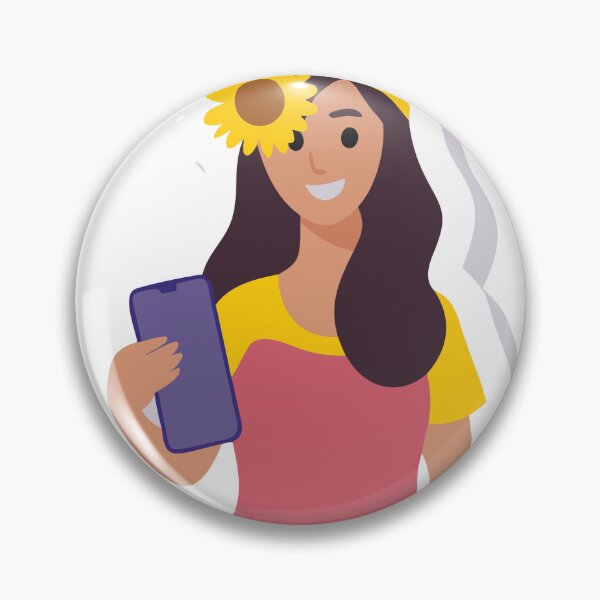 Item preview, Illustration of a Smiling Woman with Sunflower Headband and Smartphone designed and sold by Creative88Art.