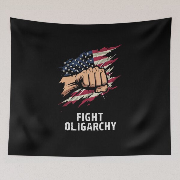 Item preview, Stylized Clenched Fist Against American Flag – Stand Against Oligarchy & Fight for Justice designed and sold by Colorful-Garden.