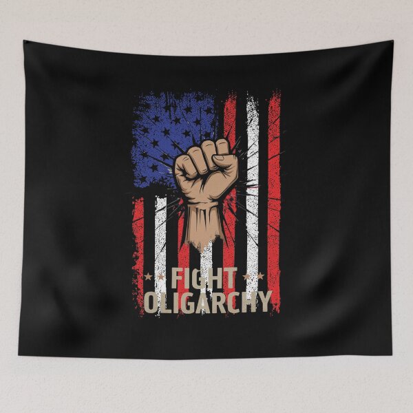 Item preview, Stylized Clenched Fist Against American Flag – Stand Against Oligarchy & Fight for Justice designed and sold by Colorful-Garden.