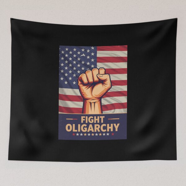 Item preview, Stylized Clenched Fist Against American Flag – Stand Against Oligarchy & Fight for Justice designed and sold by Colorful-Garden.